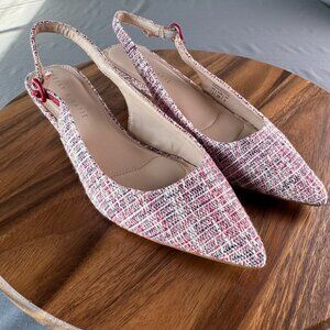 Kelly & Katie Women's Hilaree Pump Pink Tweed Kitten Heels Slingback Sexy 7.5